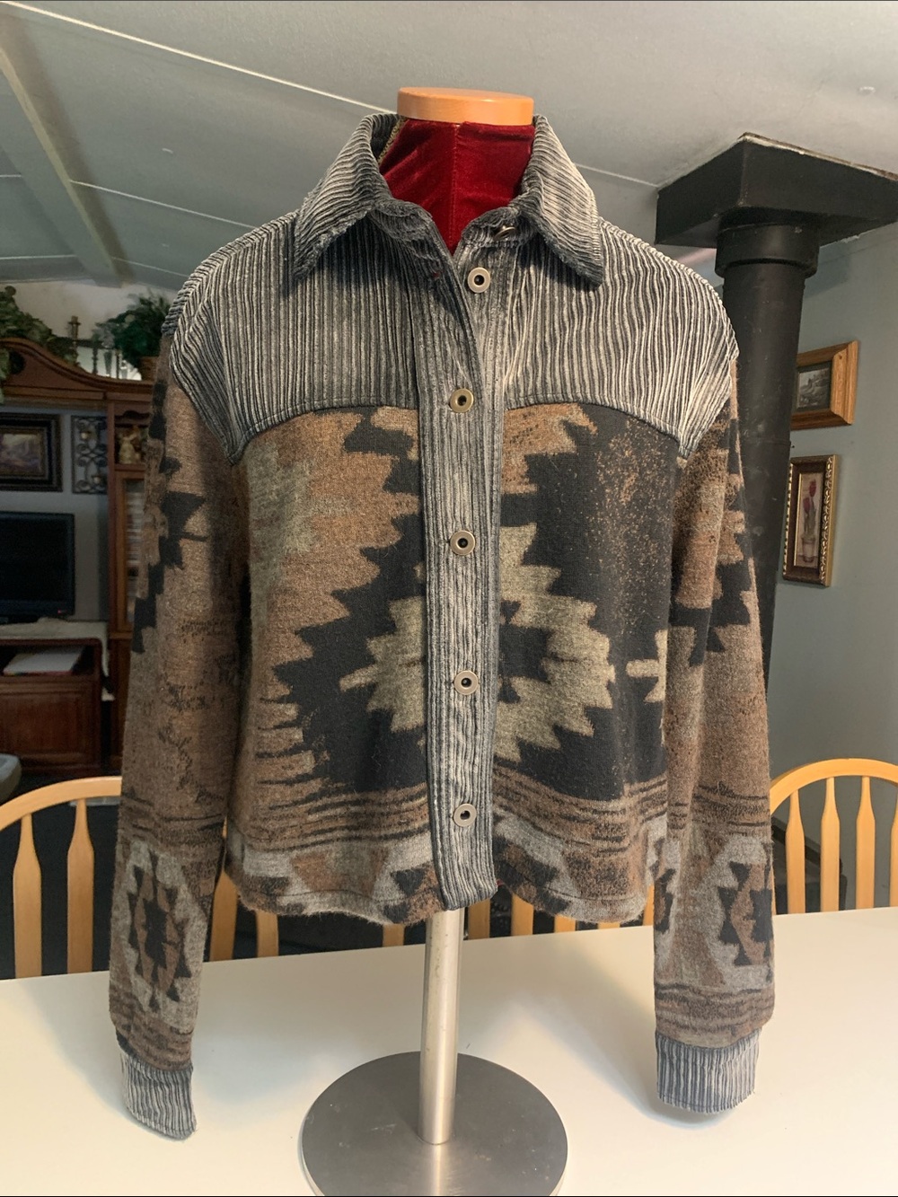 Dune “Georgia ROC/NAVSouthwestern Pattern Button Down Shirt in Black & Brown